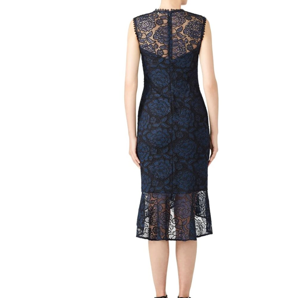 Shoshanna Blue & Black Lace Sheath Dress - Size 4 - Picture 3 of 13